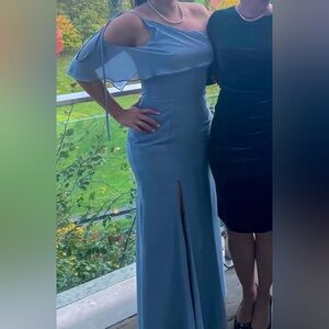 Azazie Dusty Blue Dress Size A10 (medium)